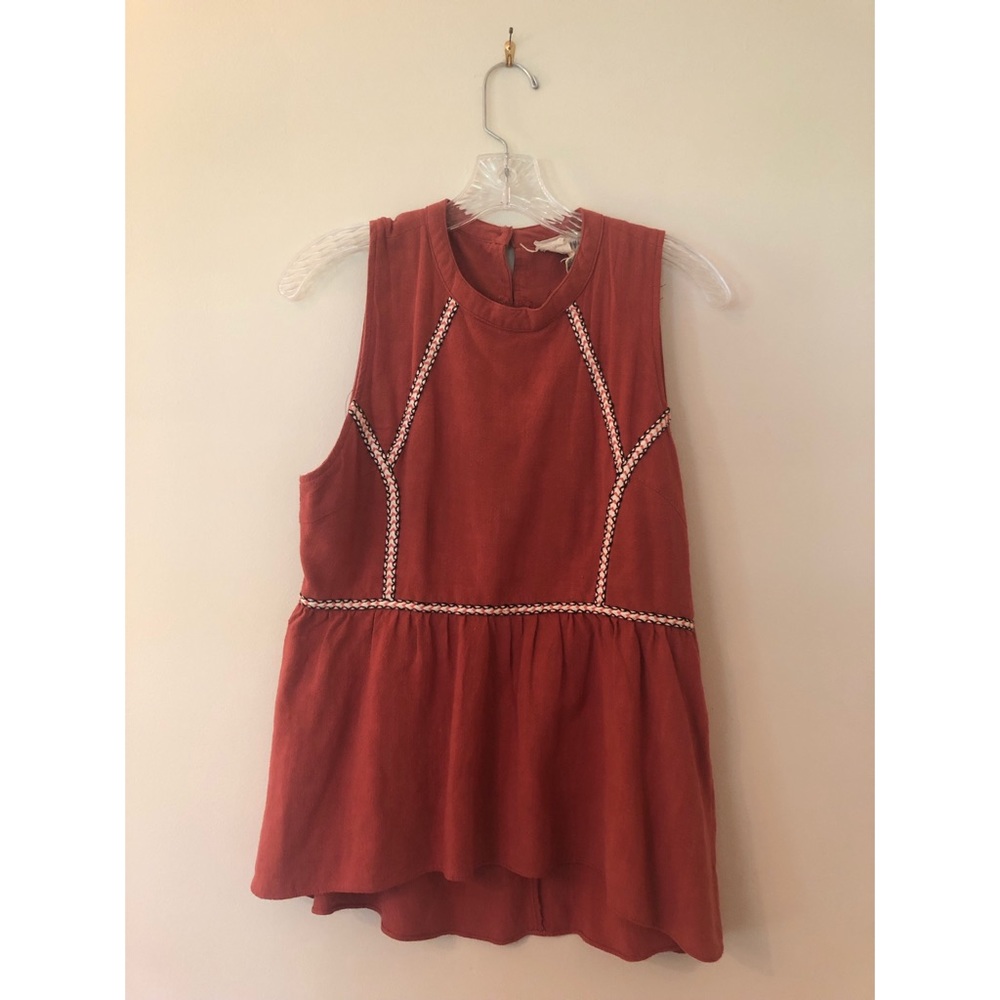 Embroidered, sleeveless blouse